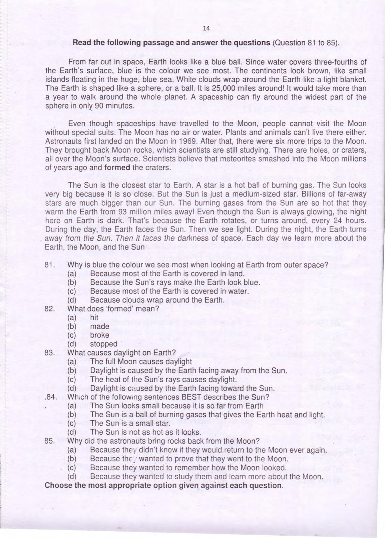 AISSEE (Sainik School) Question Paper 2019 for class 6 Paper I & II - Page 14