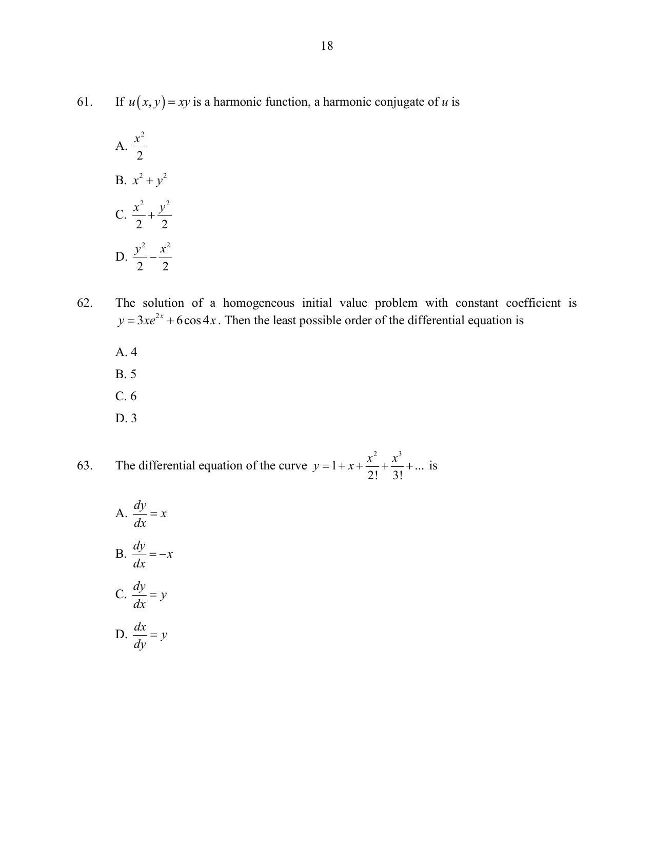 CUSAT CAT 2016 Mathematics Question Paper - Page 18