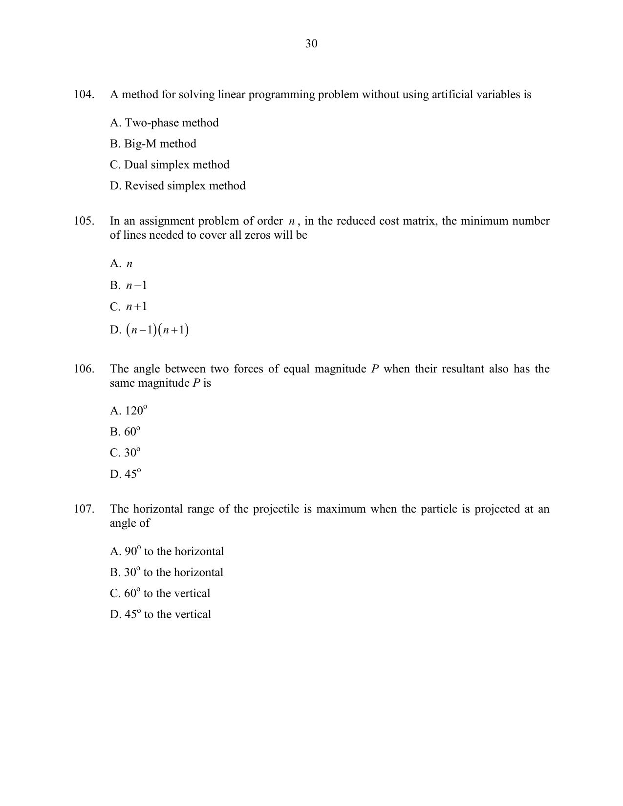 CUSAT CAT 2016 Mathematics Question Paper - Page 30