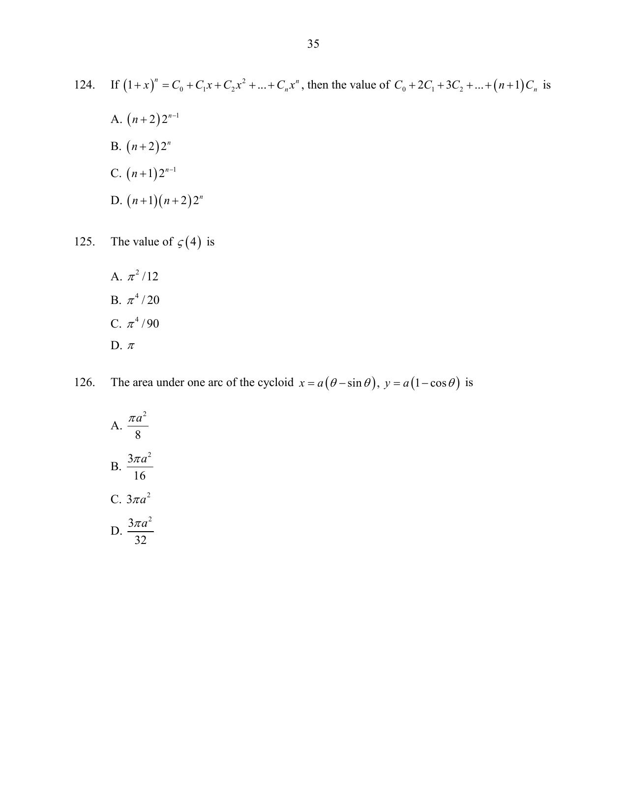 CUSAT CAT 2016 Mathematics Question Paper - Page 35