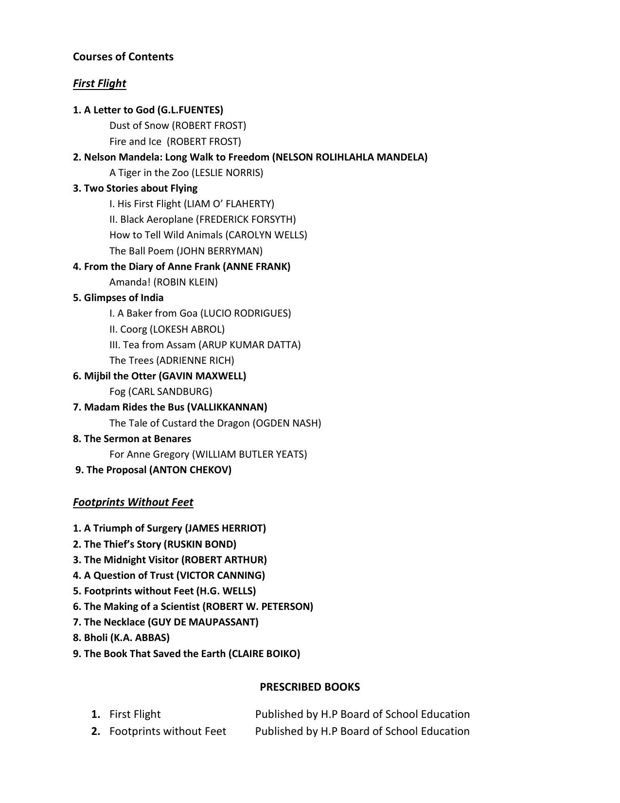 HP Board Class 10th Syllabus for English - Page 3