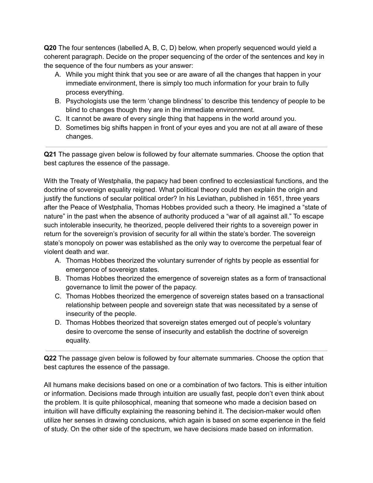 CAT 2020 CAT VARC Slot 2 Question Paper - Page 9