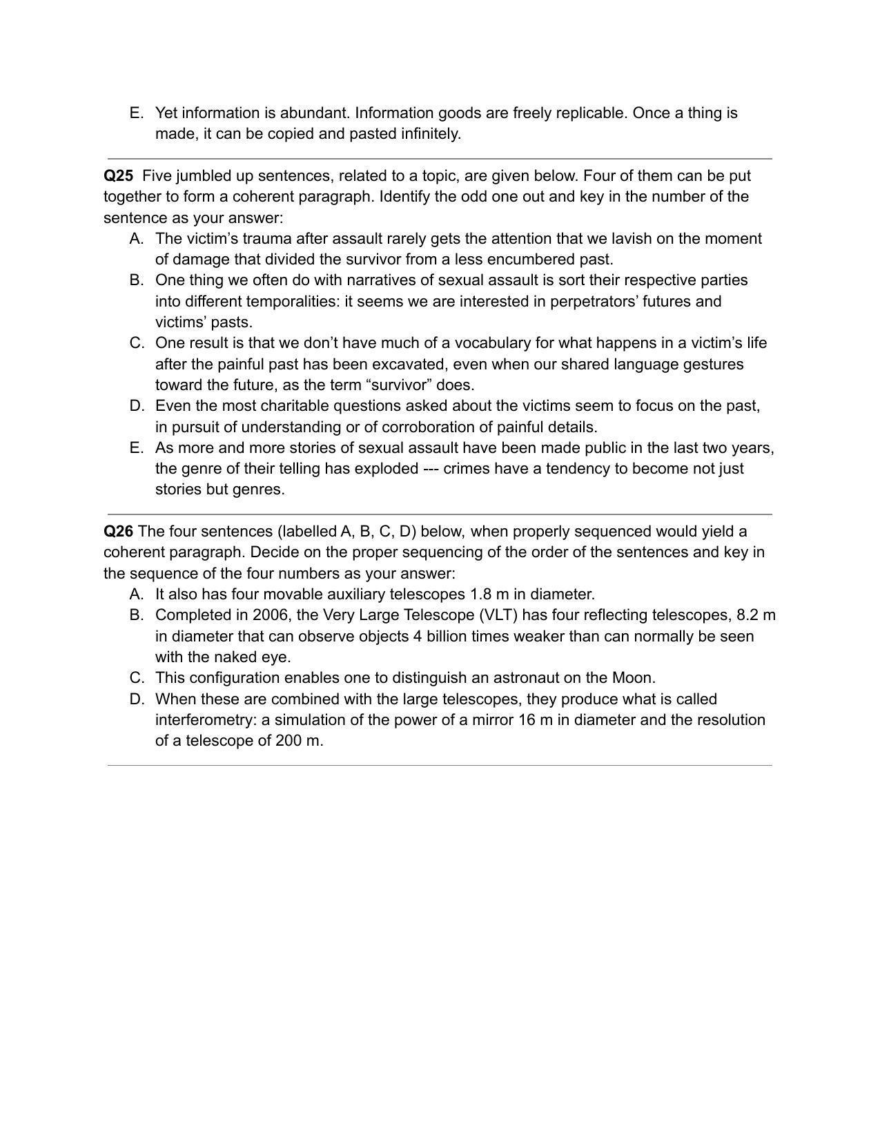 CAT 2020 CAT VARC Slot 2 Question Paper - Page 11