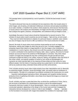 CAT 2020 CAT VARC Slot 2 Question Paper