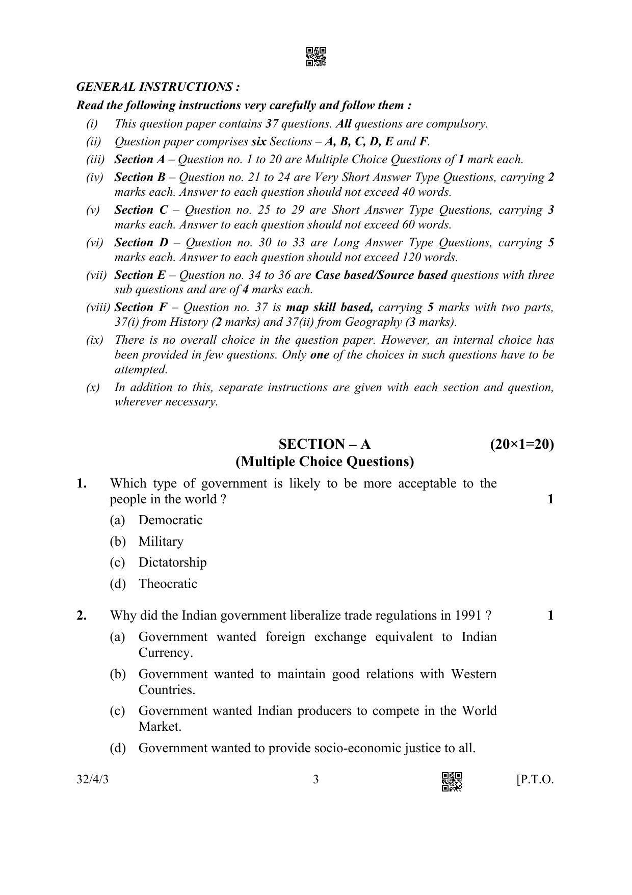 CBSE Class 10 32-4-3 Social Science 2023 Question Paper - Page 3