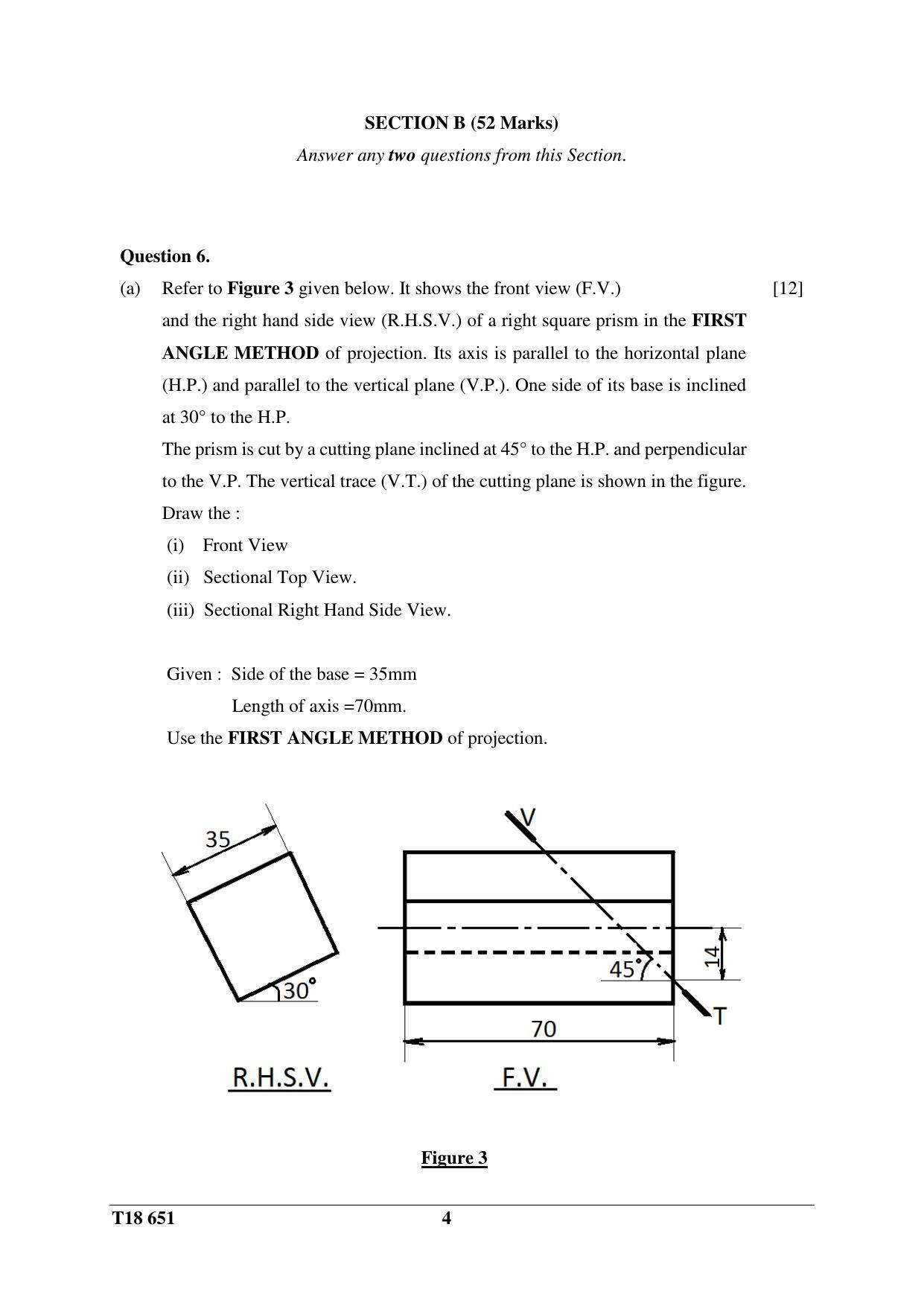 ISC Class 12 2018 Technical Drawing Application Question Paper - Page 4