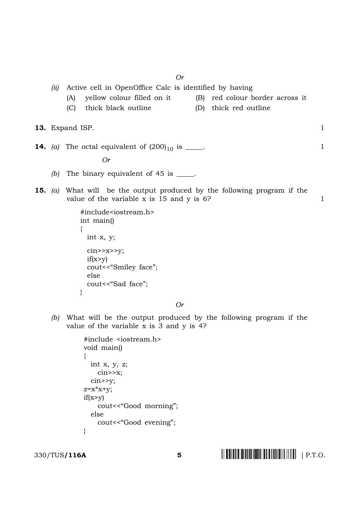 NIOS 2024 Class 12 Computer Science Question Paper - Page 5