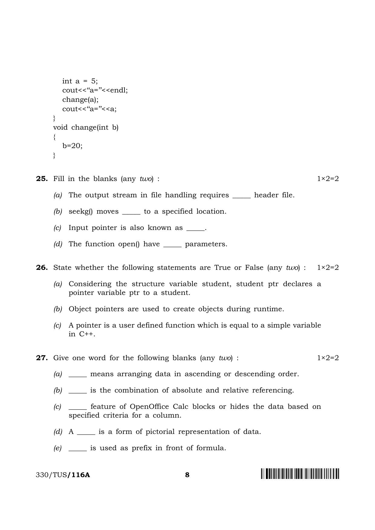 NIOS 2024 Class 12 Computer Science Question Paper - Page 8