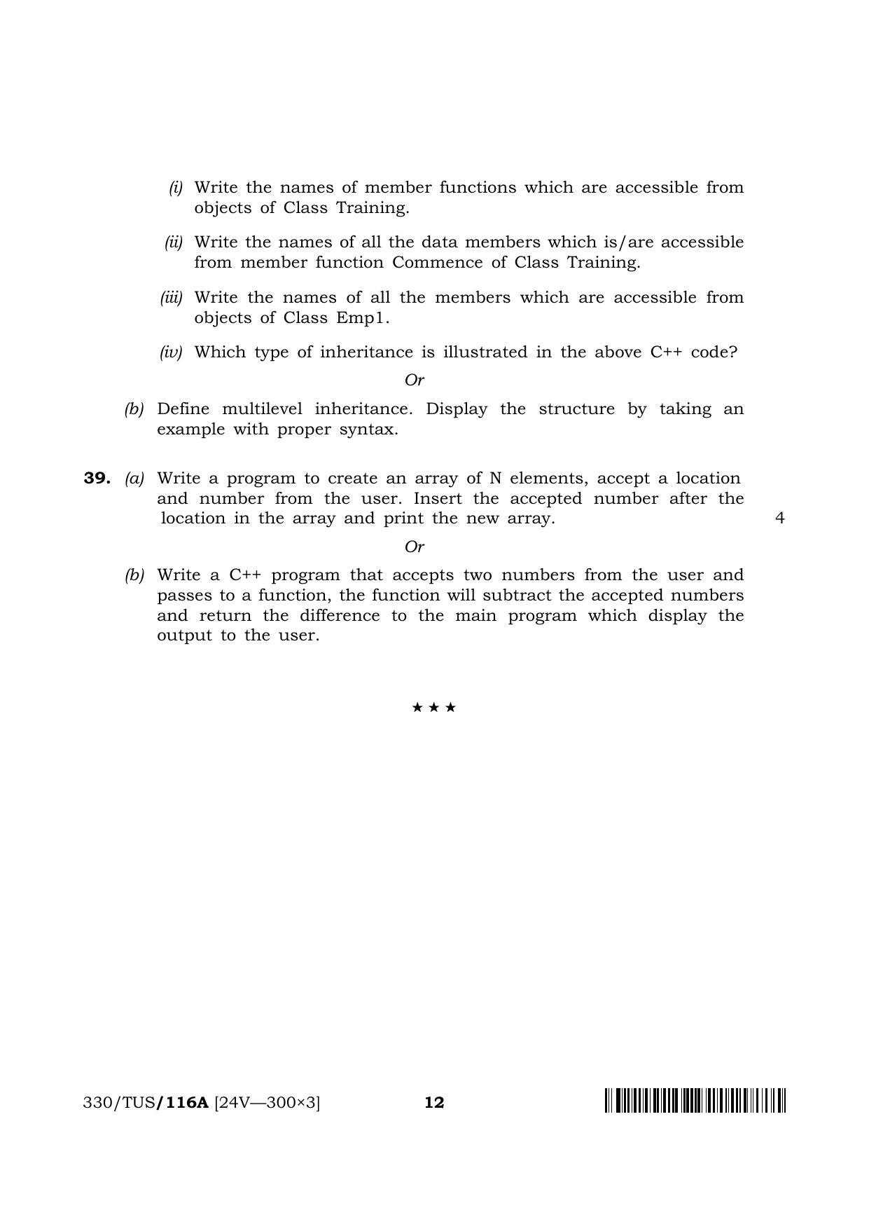 NIOS 2024 Class 12 Computer Science Question Paper - Page 12
