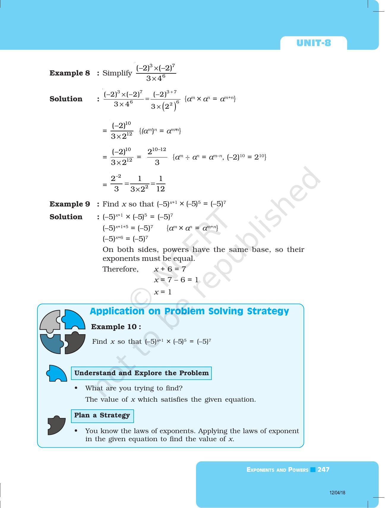 NCERT Exemplar Book for Class 8 Maths: Chapter 8- Exponents and Powers - Page 3