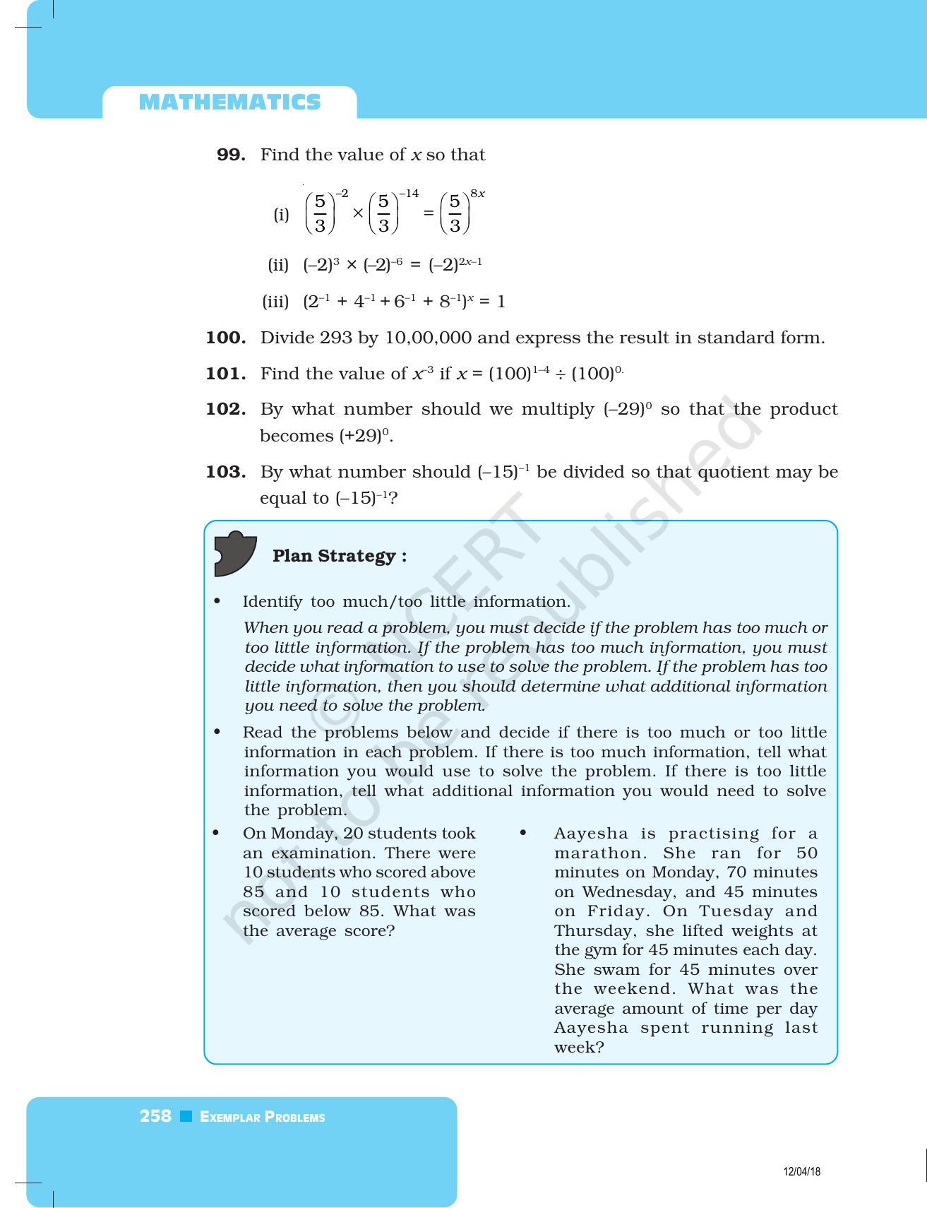 NCERT Exemplar Book for Class 8 Maths: Chapter 8- Exponents and Powers - Page 14