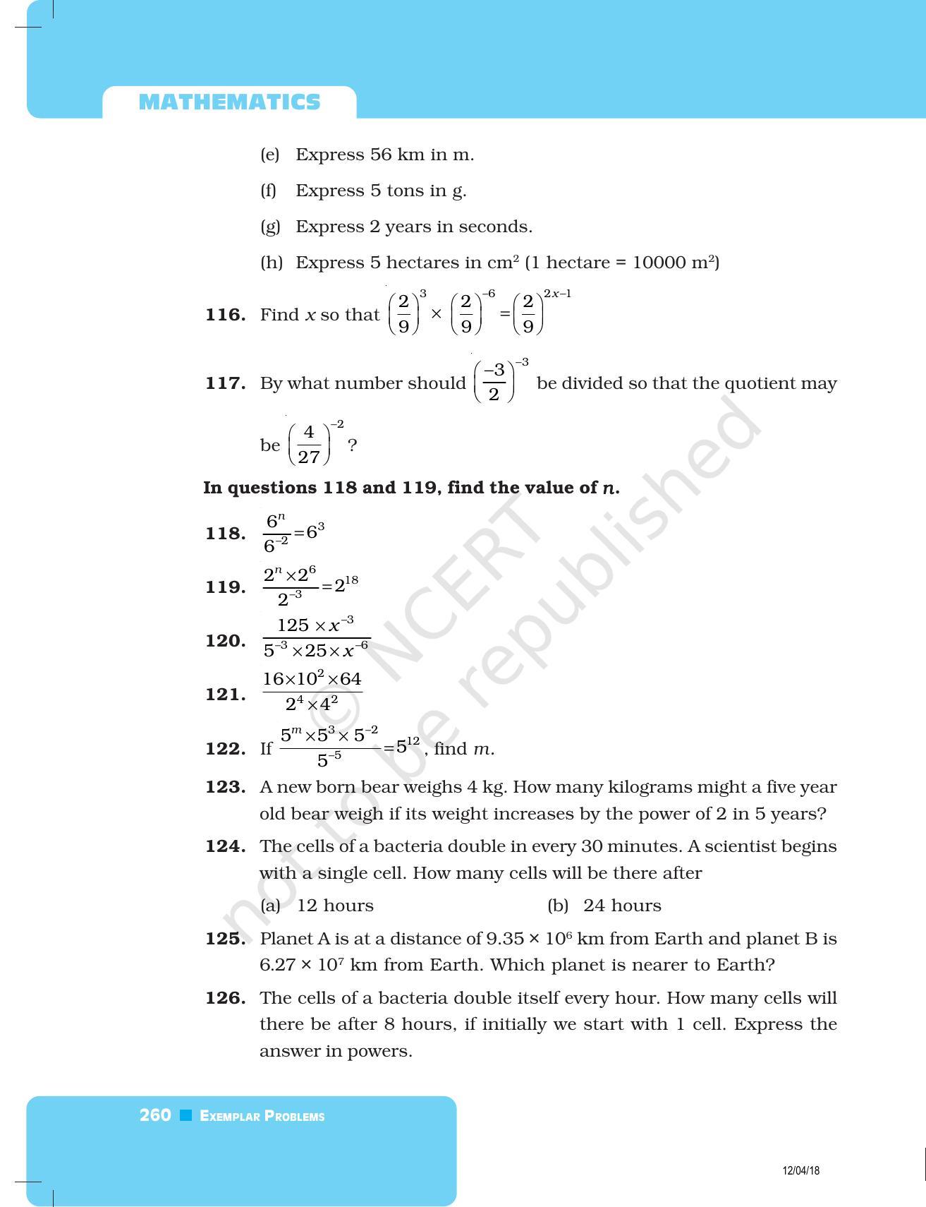 NCERT Exemplar Book for Class 8 Maths: Chapter 8- Exponents and Powers - Page 16