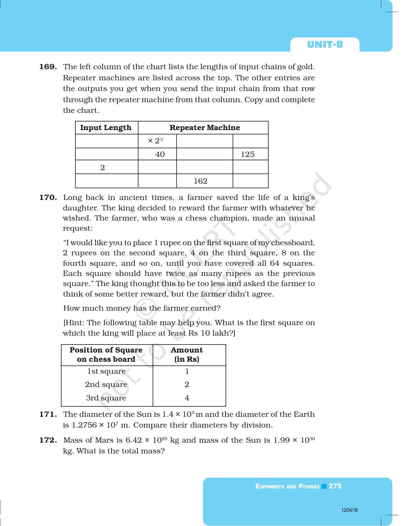 NCERT Exemplar Book for Class 8 Maths: Chapter 8- Exponents and Powers - Page 29
