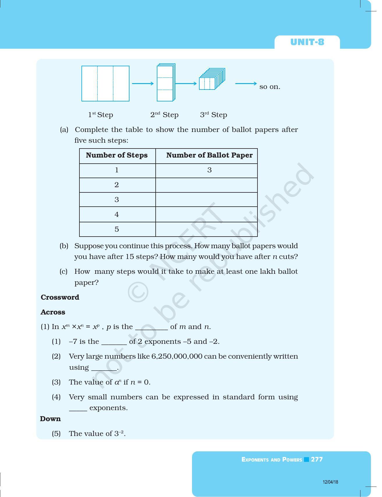 NCERT Exemplar Book for Class 8 Maths: Chapter 8- Exponents and Powers - Page 33