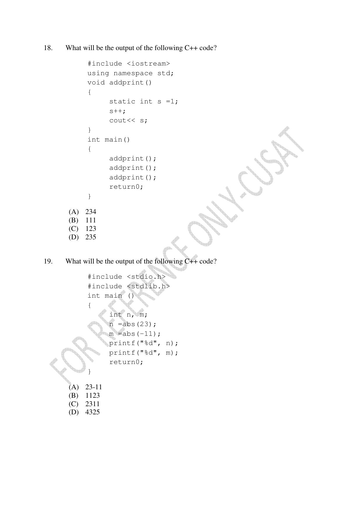 CUSAT CAT 2022 Aptitude Test for MSc Computer Science Question Paper - Page 6
