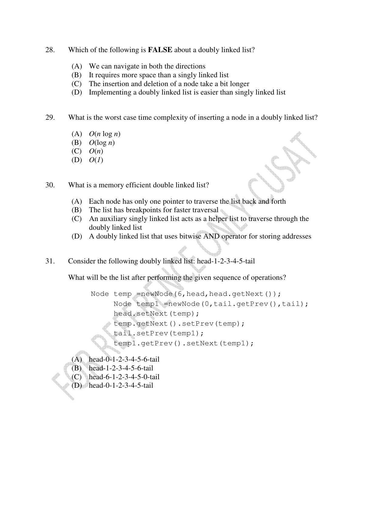 CUSAT CAT 2022 Aptitude Test for MSc Computer Science Question Paper - Page 9