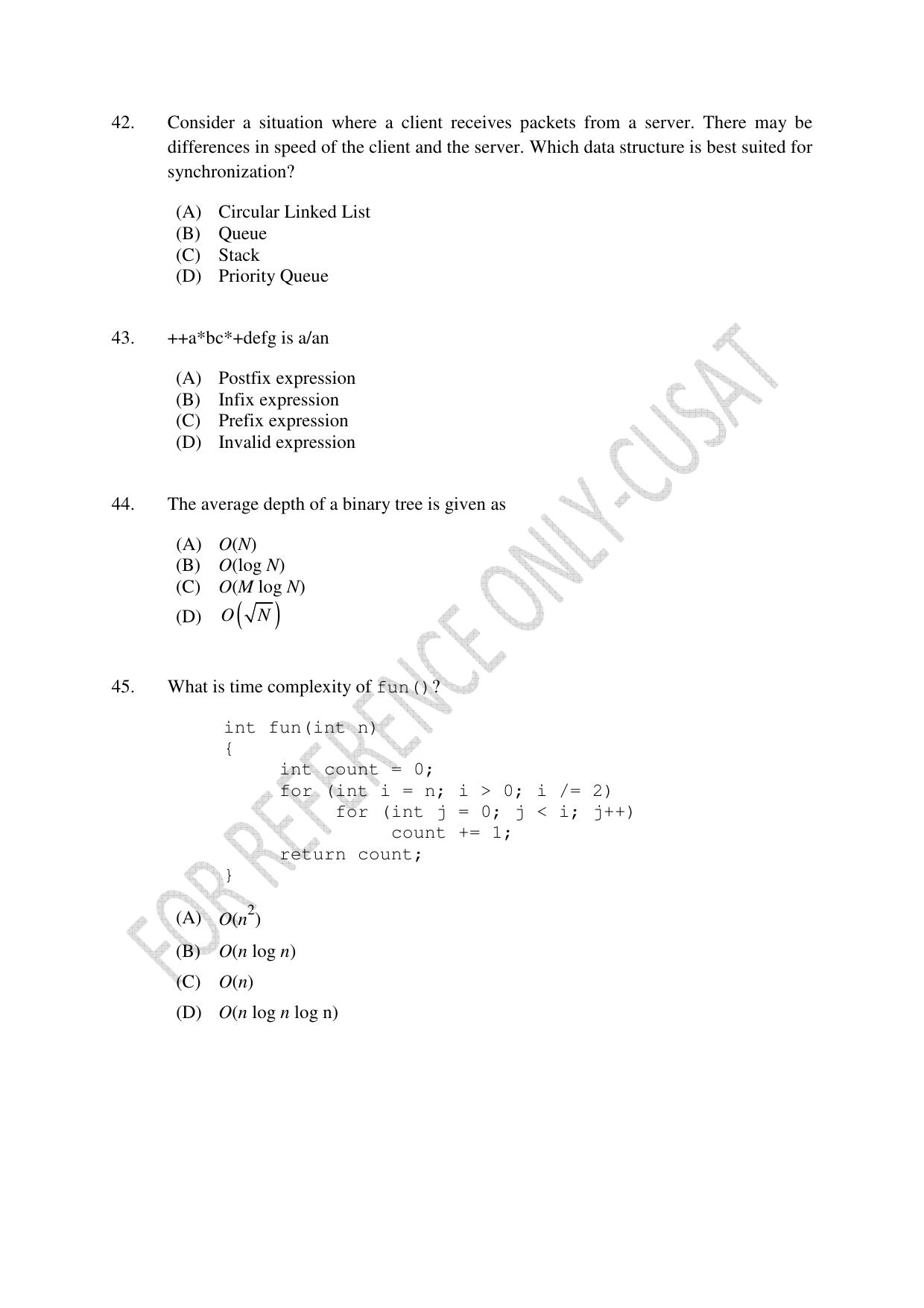 CUSAT CAT 2022 Aptitude Test for MSc Computer Science Question Paper - Page 12