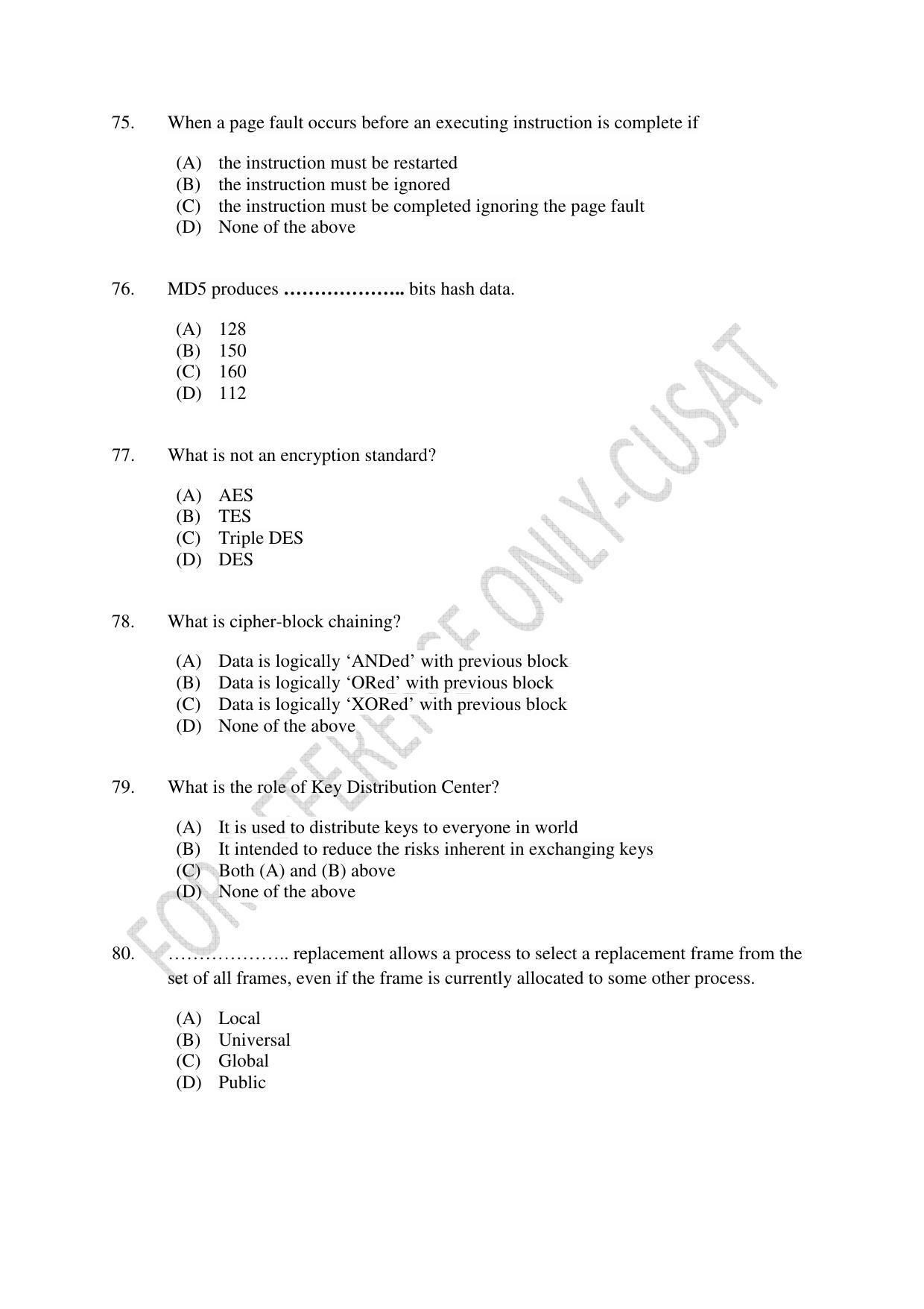CUSAT CAT 2022 Aptitude Test for MSc Computer Science Question Paper - Page 19