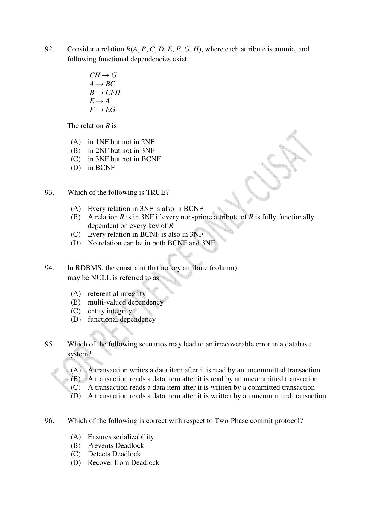 CUSAT CAT 2022 Aptitude Test for MSc Computer Science Question Paper - Page 23
