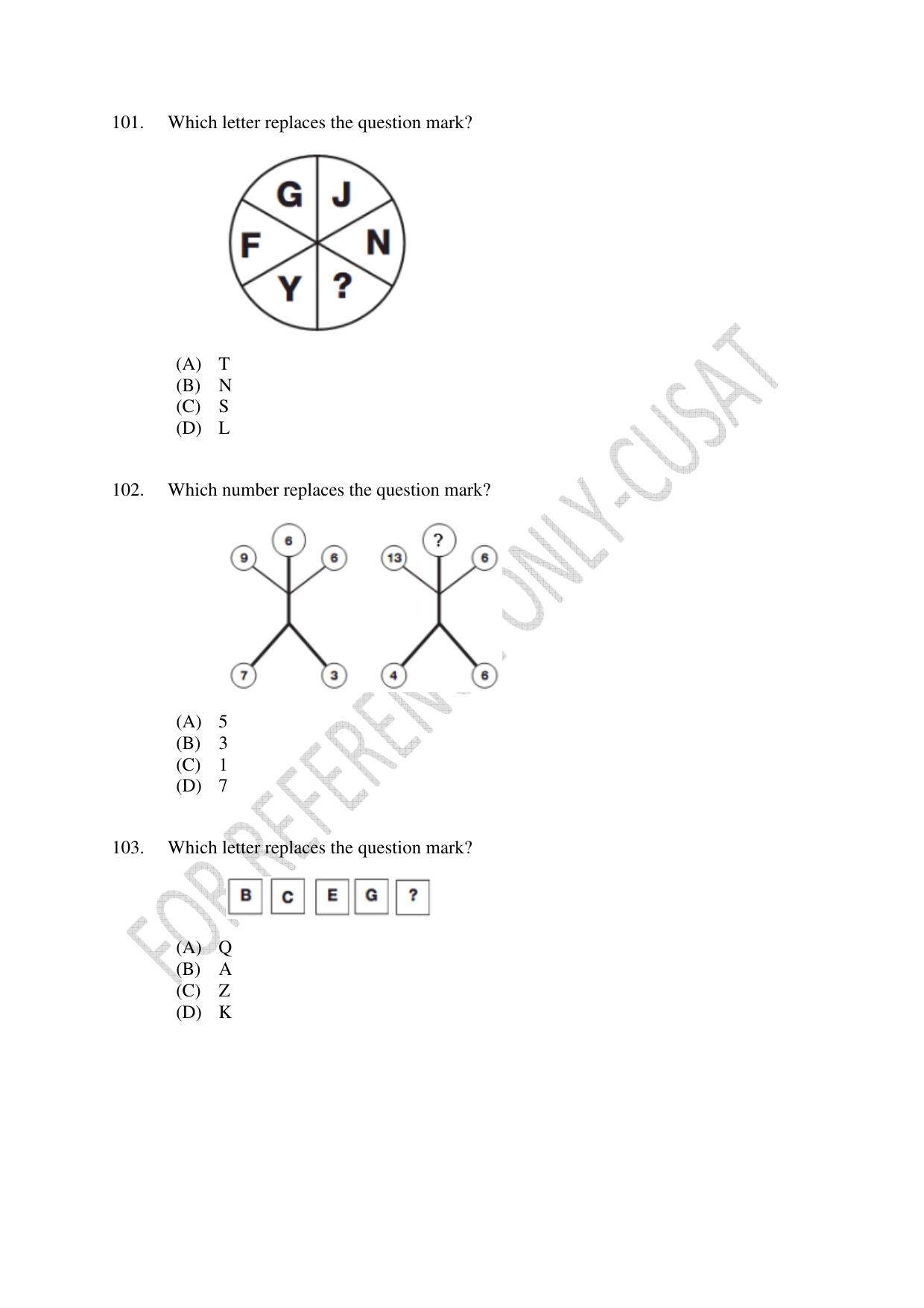 CUSAT CAT 2022 Aptitude Test for MSc Computer Science Question Paper - Page 25