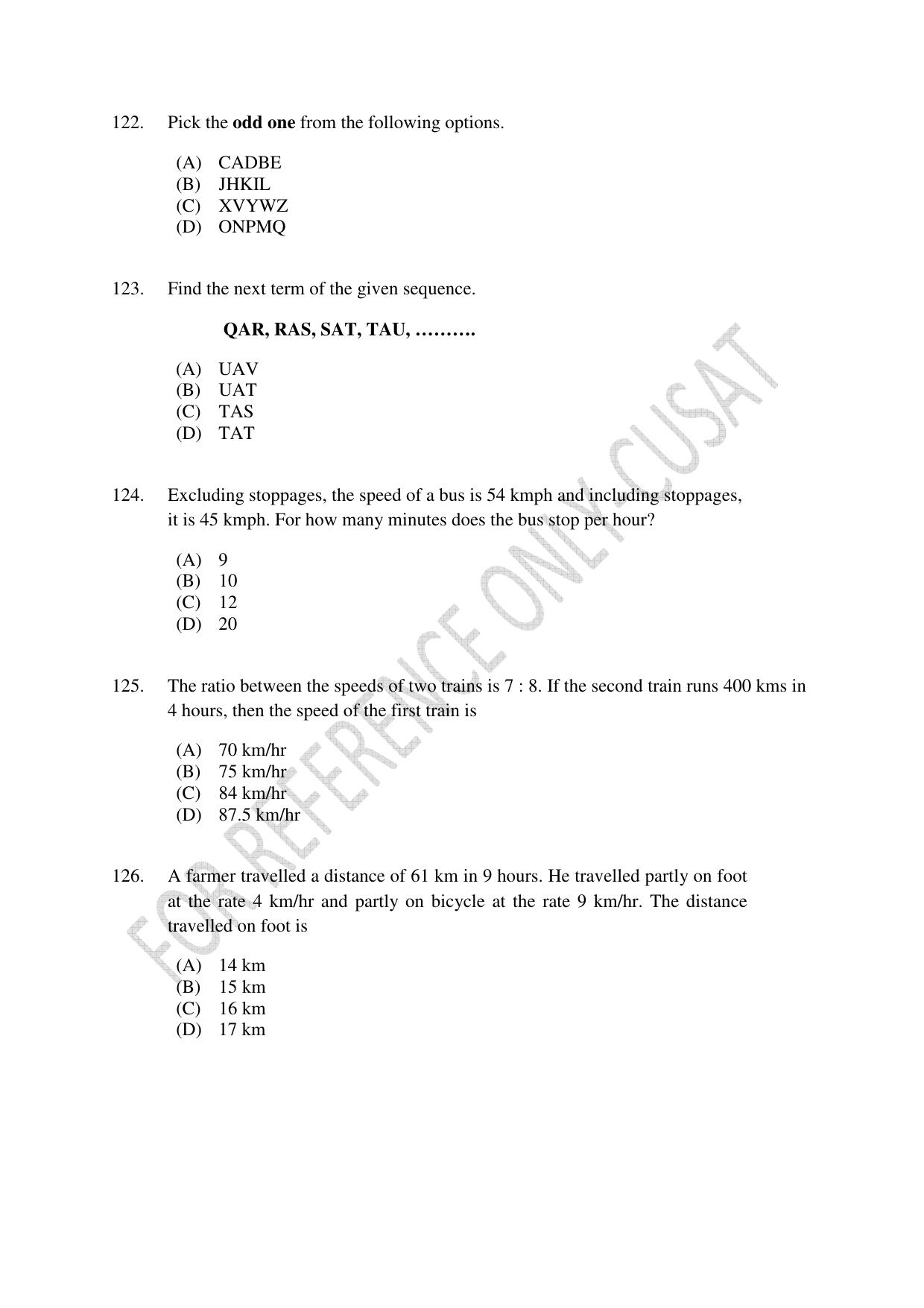 CUSAT CAT 2022 Aptitude Test for MSc Computer Science Question Paper - Page 31