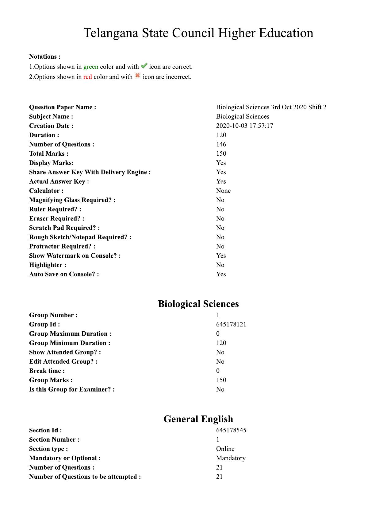 TS EDCET Question Paper 2020 - Biology - Page 1