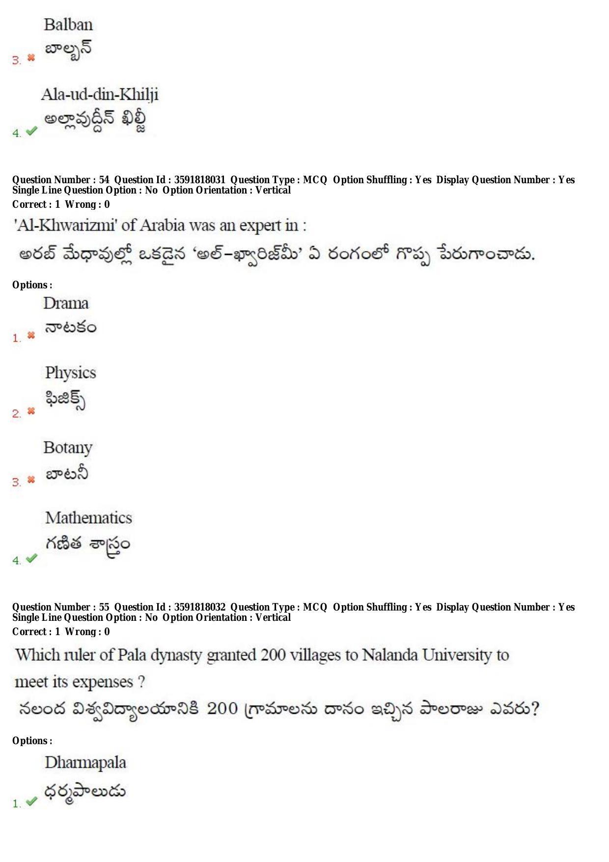 TS CPGET 2018 M.A. History (Shift 1) Question Paper with Answer Key - Page 32