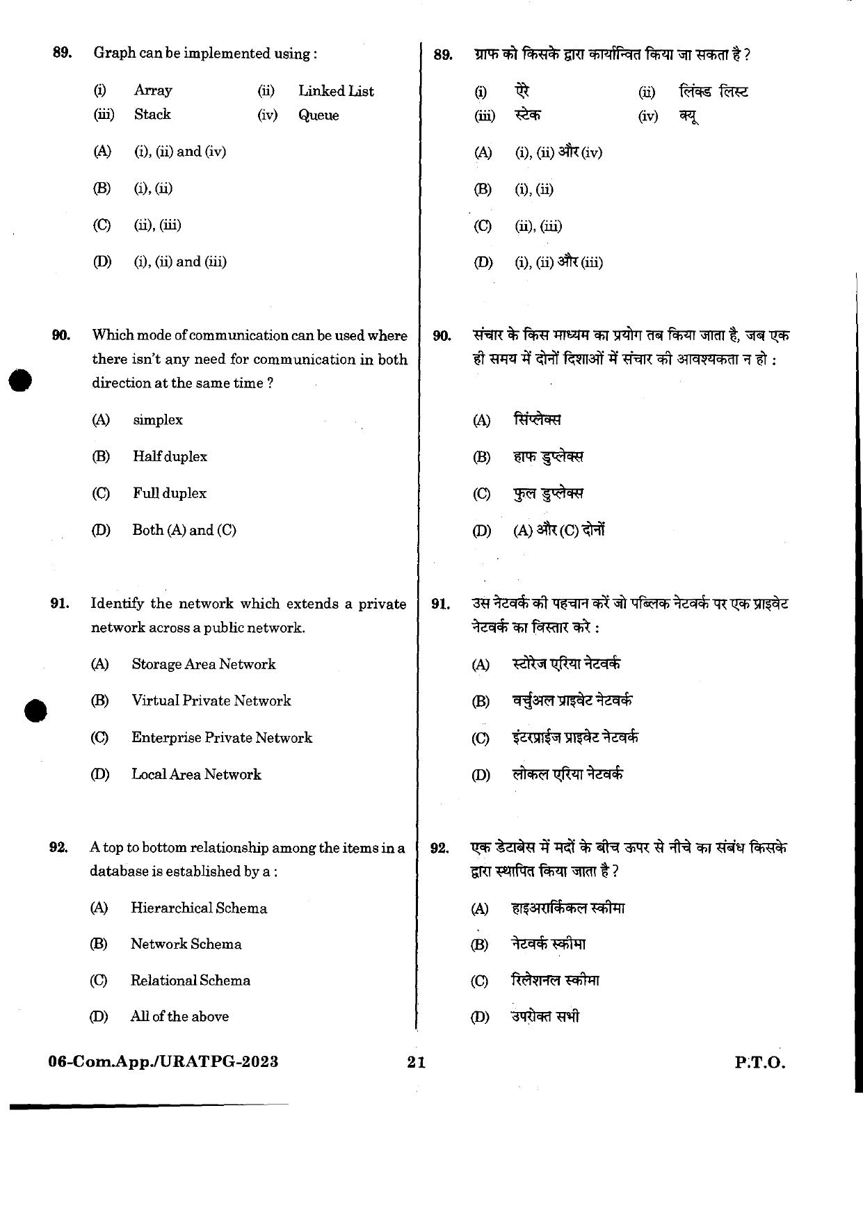 URATPG Computer Application 2023 Sample Question Paper - Page 11