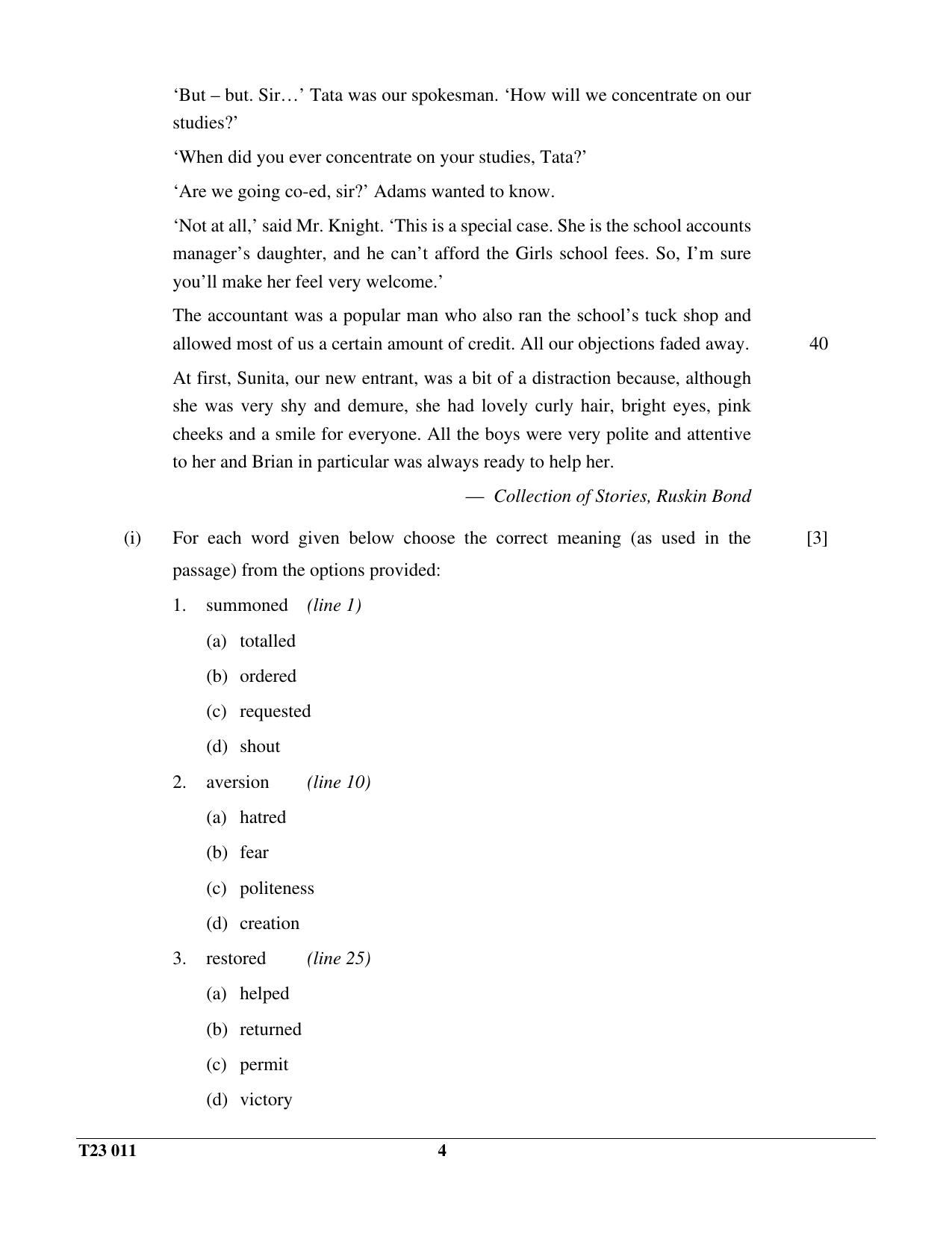 ICSE Class 10 ENGLISH LANGUAGE 2023 Question Paper - Page 4