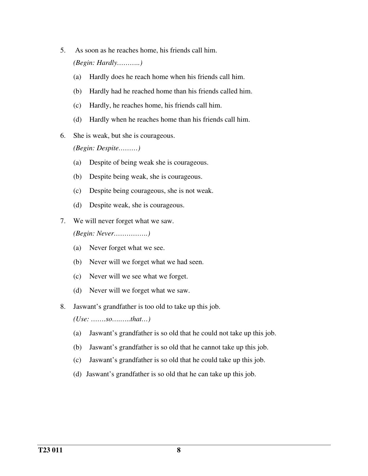 ICSE Class 10 ENGLISH LANGUAGE 2023 Question Paper - Page 8