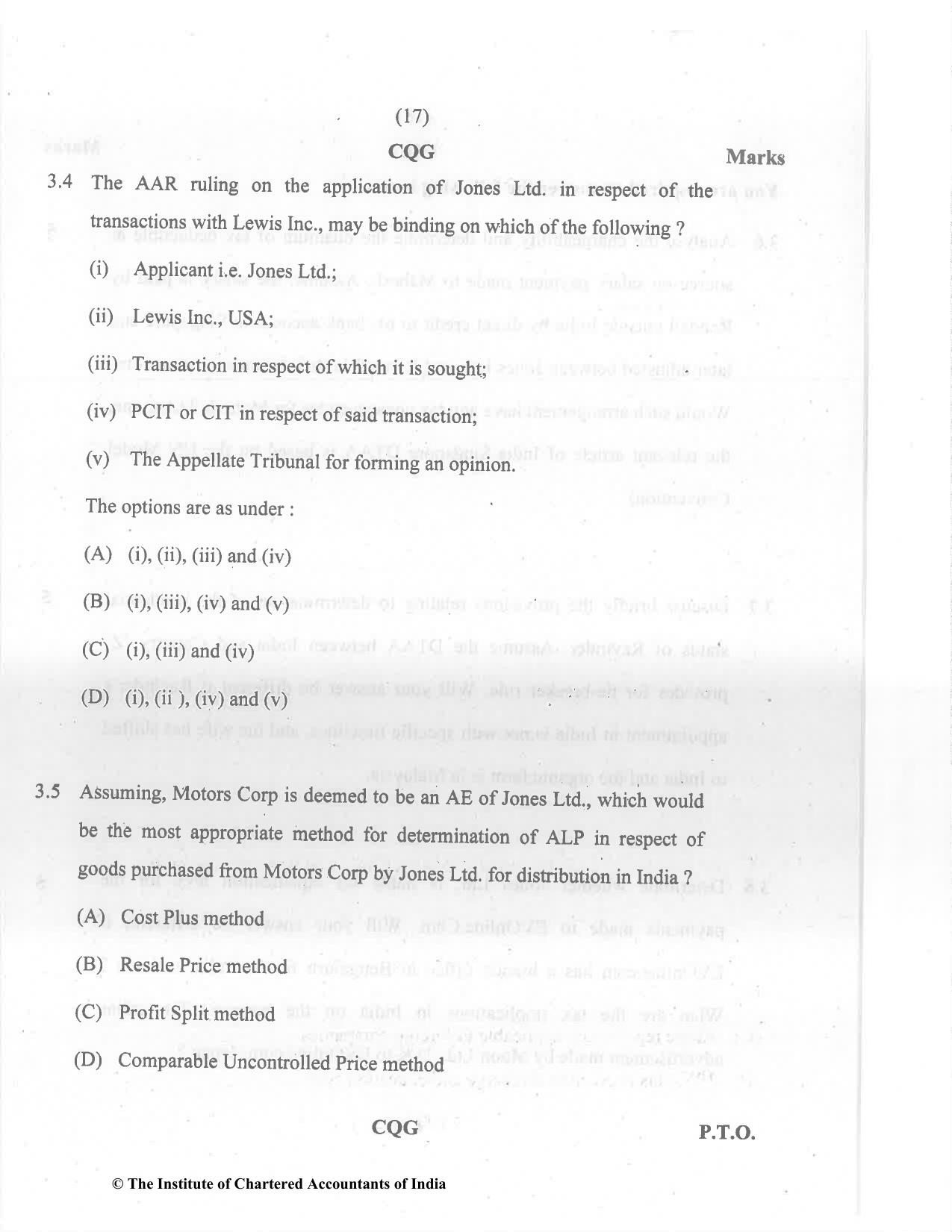 CA Final Dec 2021 Question Paper - Paper 6C – International Taxation - Page 17