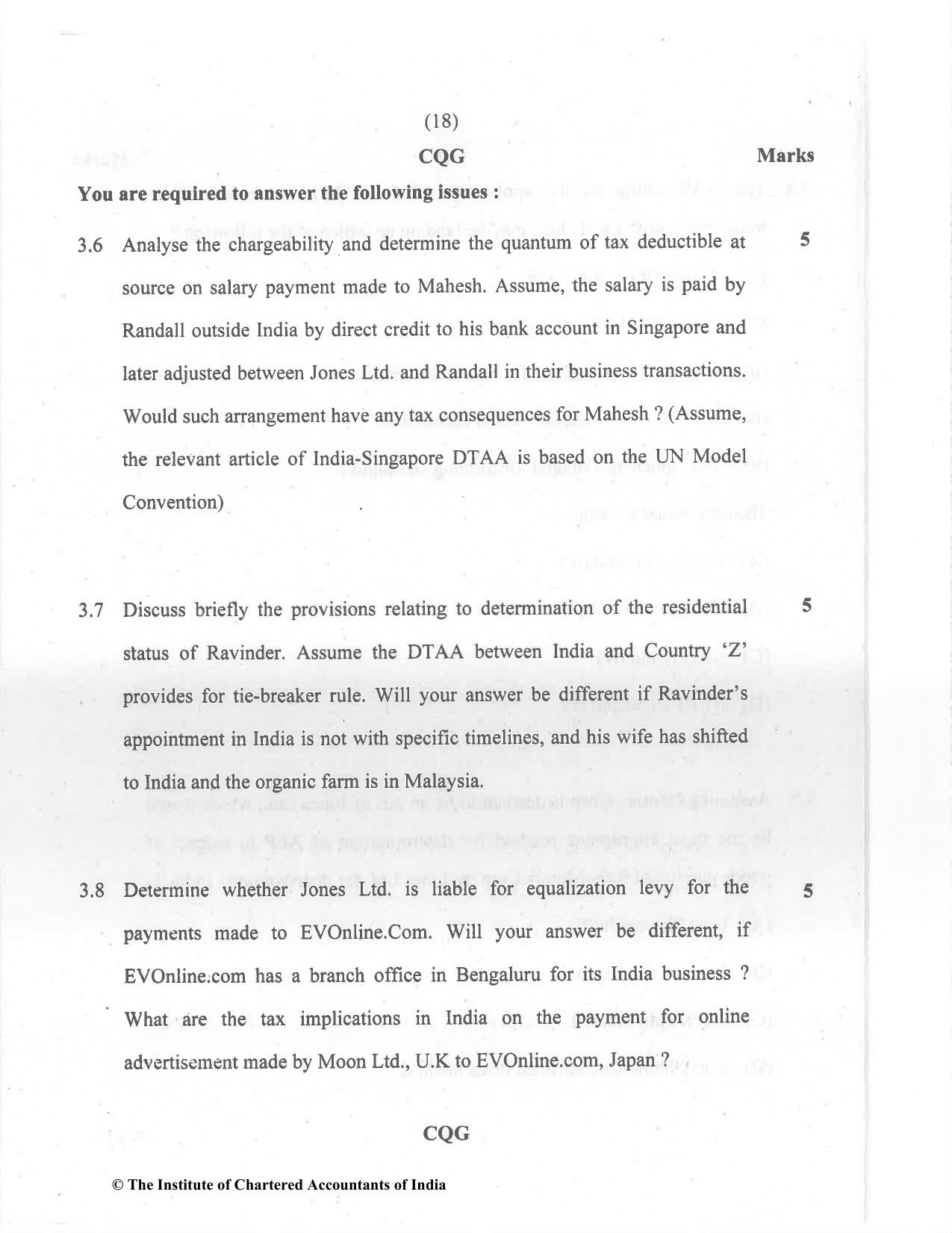 CA Final Dec 2021 Question Paper - Paper 6C – International Taxation - Page 18