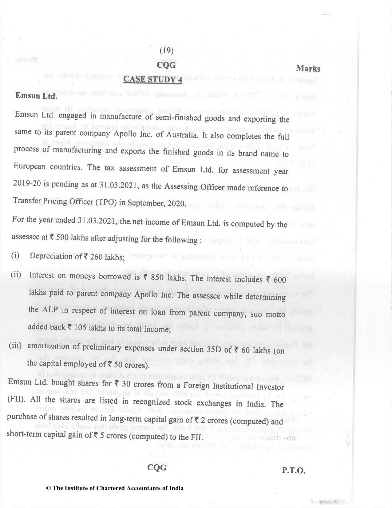 CA Final Dec 2021 Question Paper - Paper 6C – International Taxation - Page 19