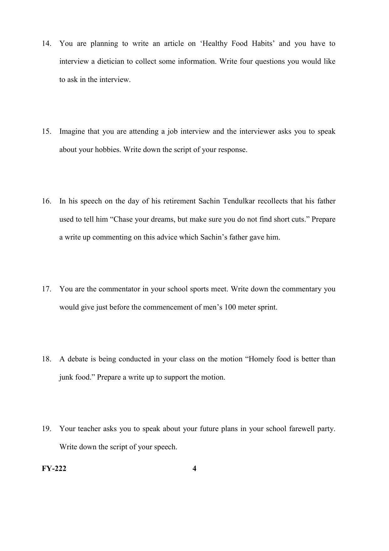 Kerala Plus One (Class 11th) Communicative English Question Paper 2021 - Page 4