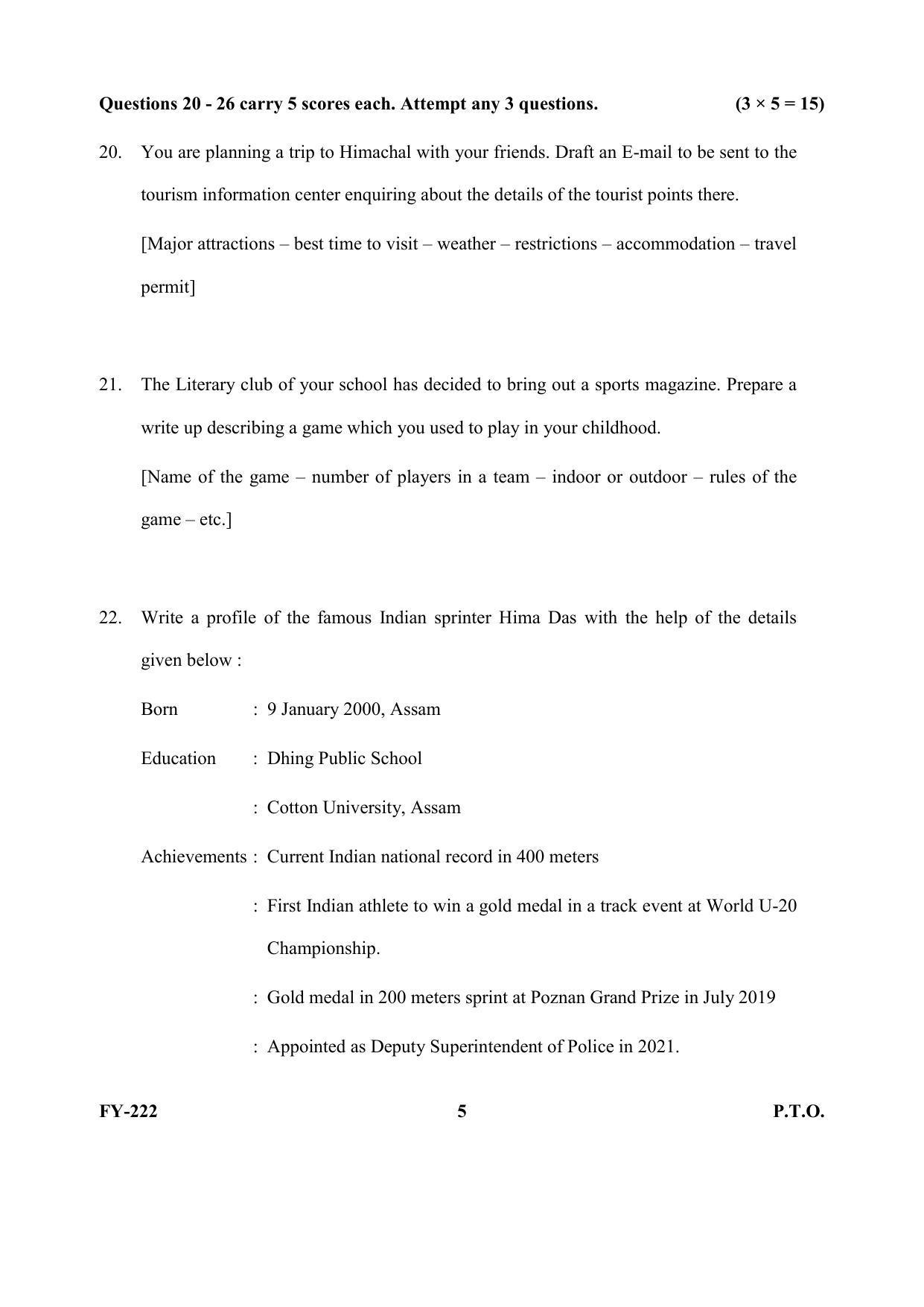 Kerala Plus One (Class 11th) Communicative English Question Paper 2021 - Page 5