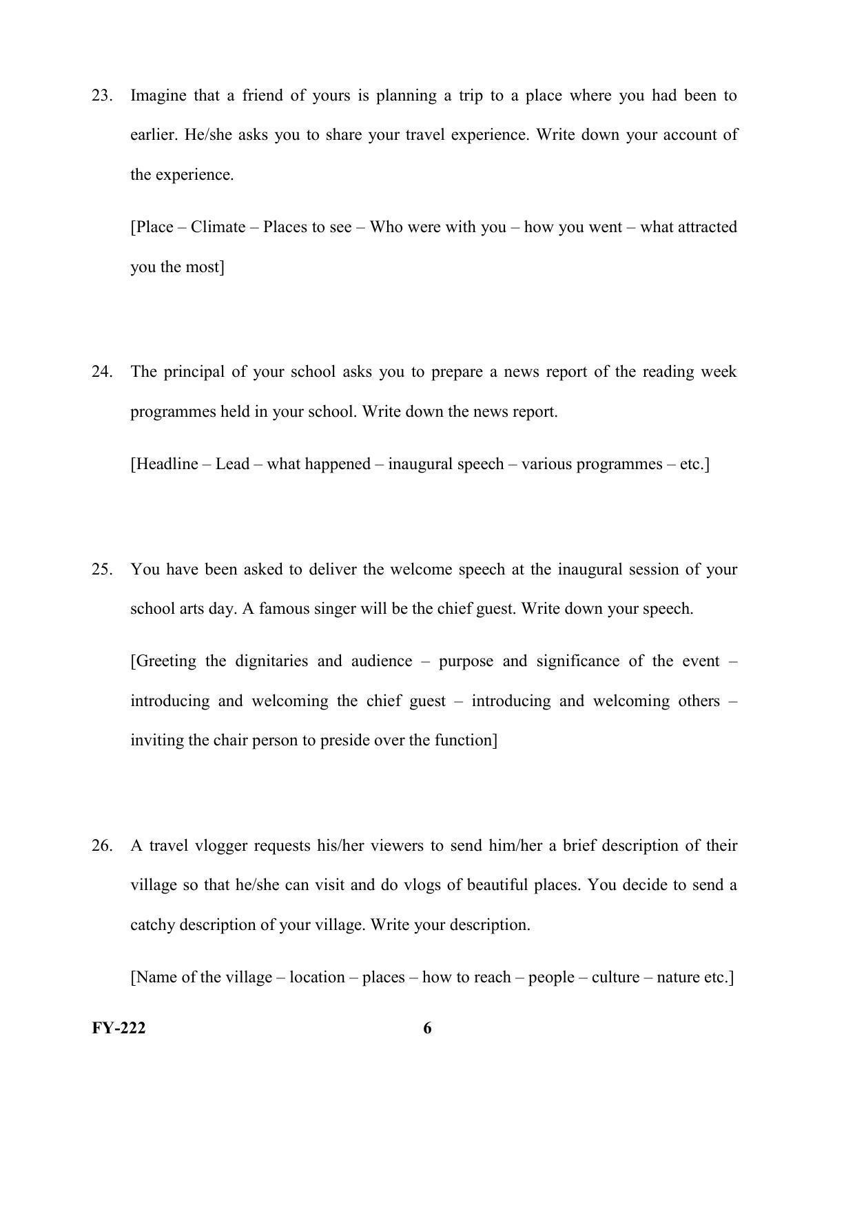 Kerala Plus One (Class 11th) Communicative English Question Paper 2021 - Page 6
