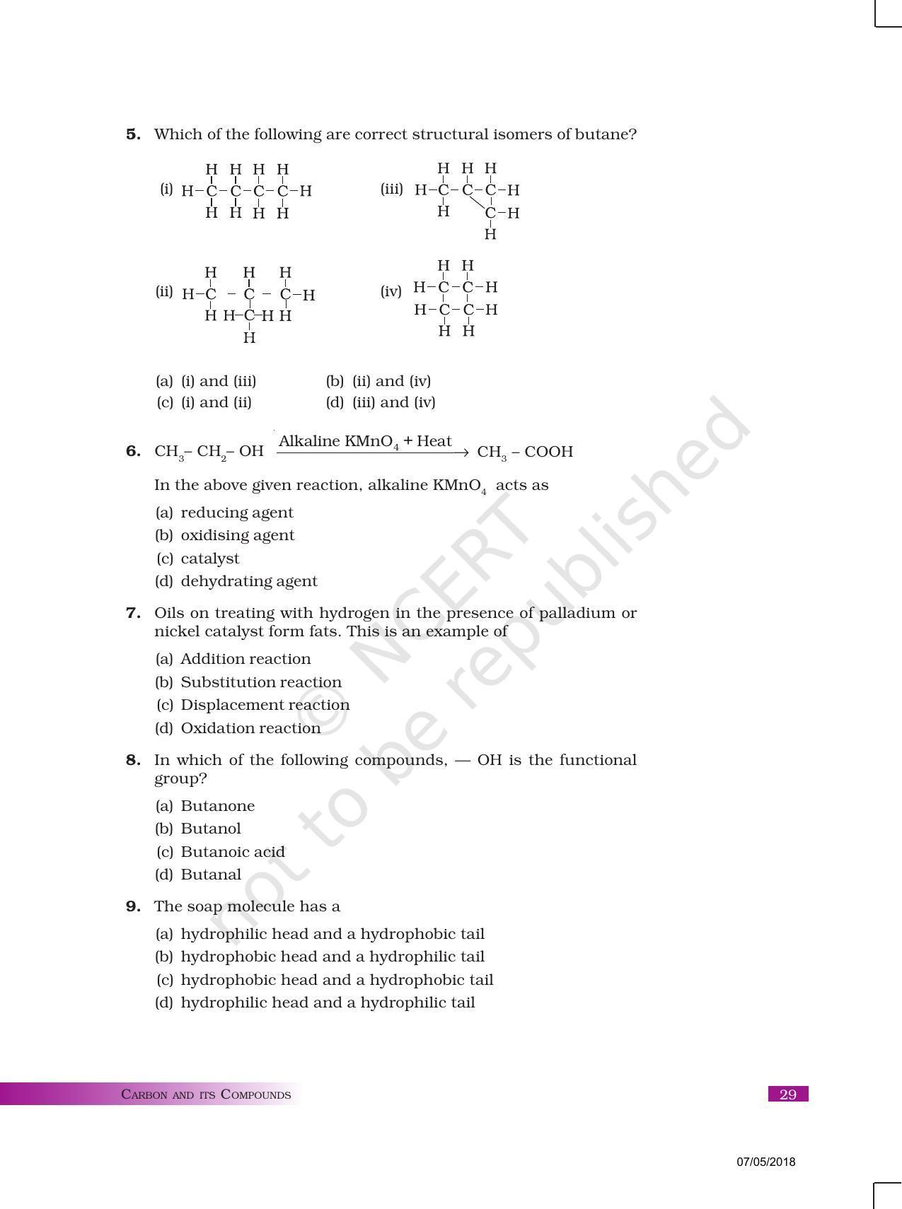 NCERT Exemplar Book for Class 10 Science: Chapter 4 Carbon and Its Compounds - Page 2