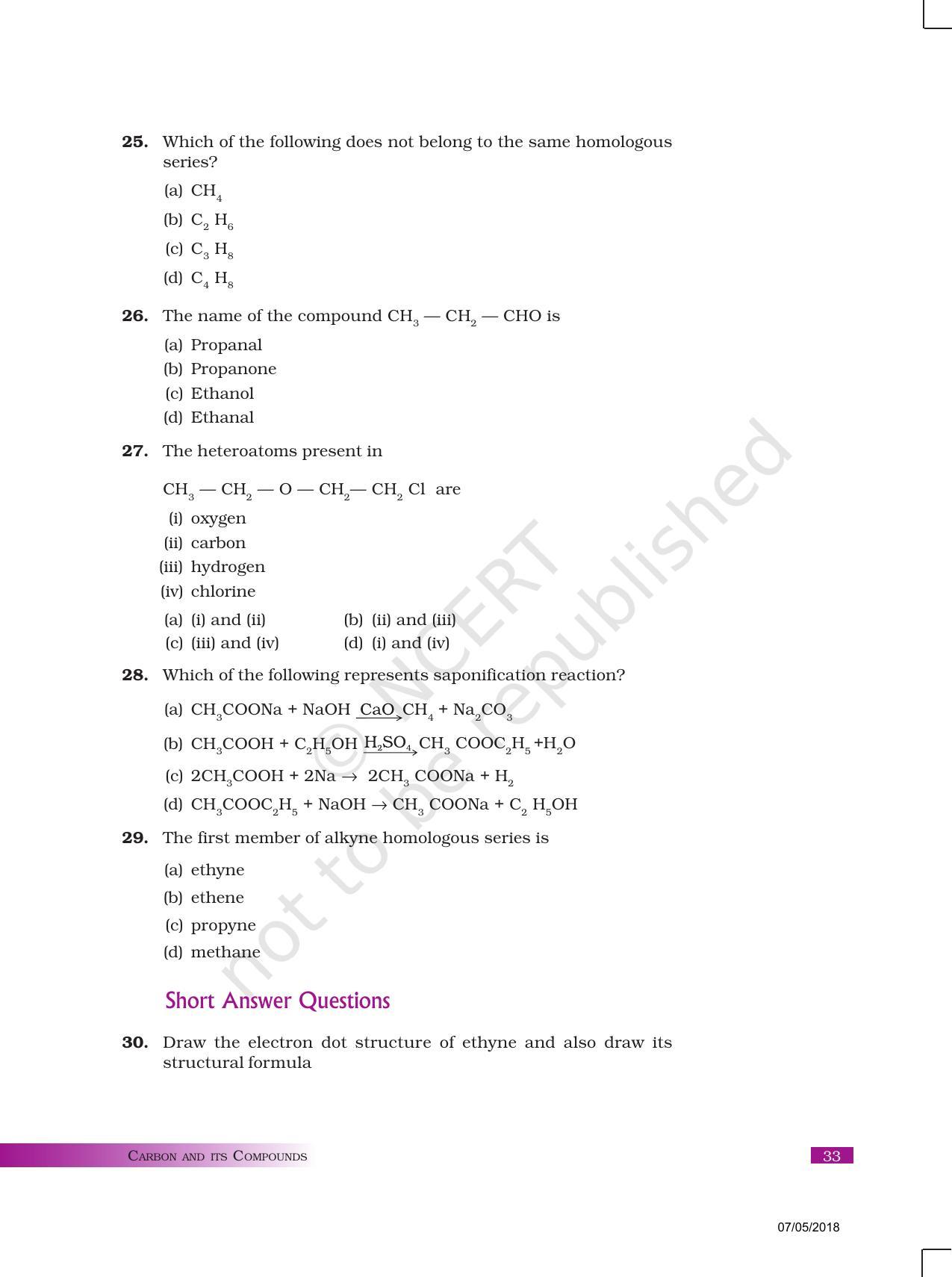 NCERT Exemplar Book for Class 10 Science: Chapter 4 Carbon and Its Compounds - Page 6
