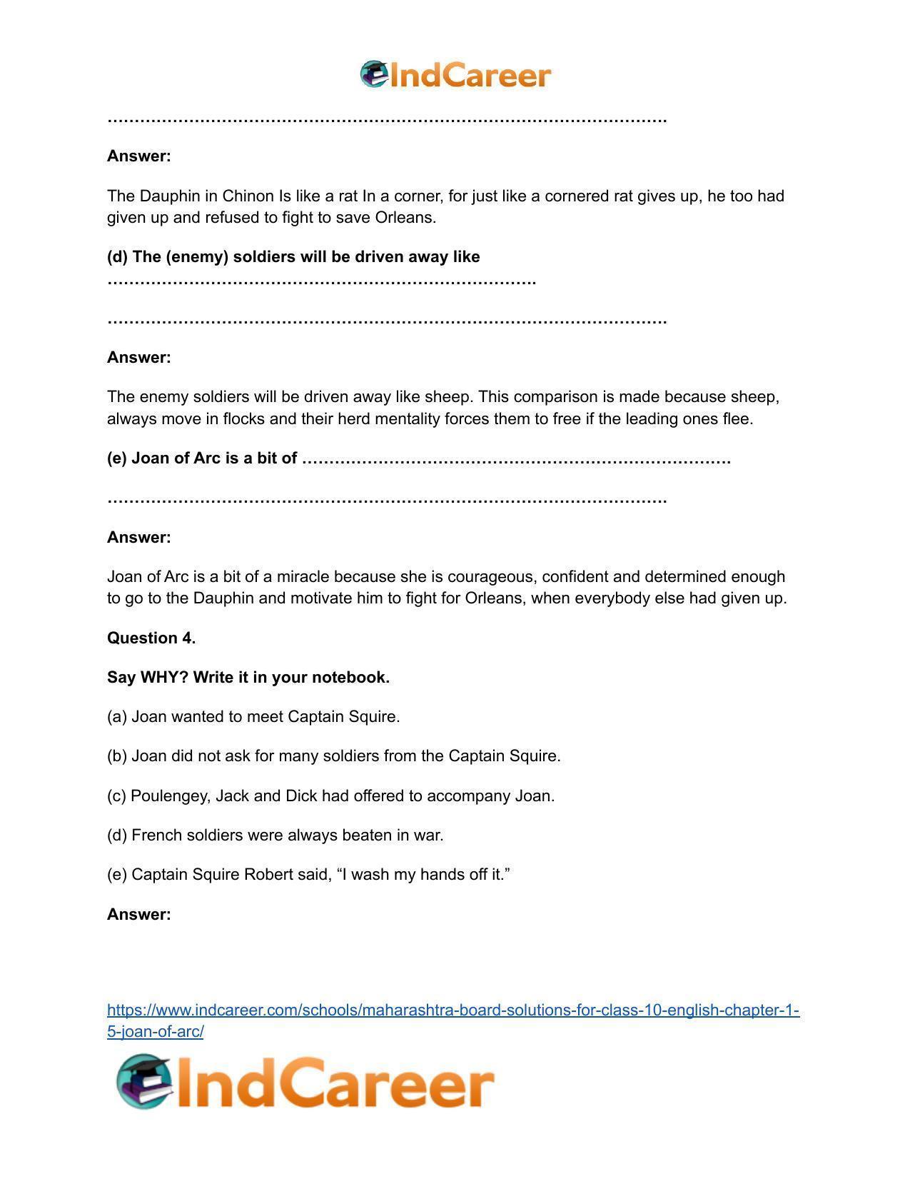 Maharashtra Board Solutions for Class 10- English: Chapter 1.5- Joan of Arc - Page 8
