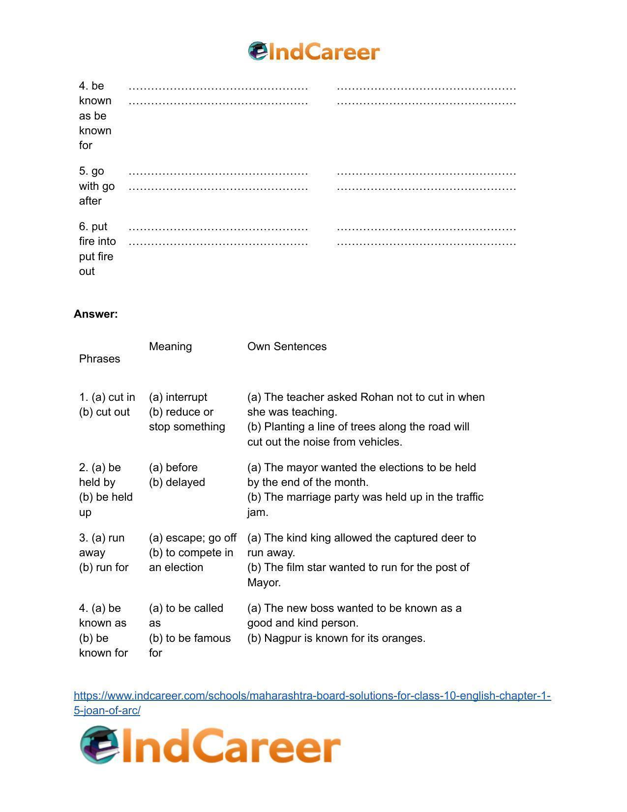 Maharashtra Board Solutions for Class 10- English: Chapter 1.5- Joan of Arc - Page 10