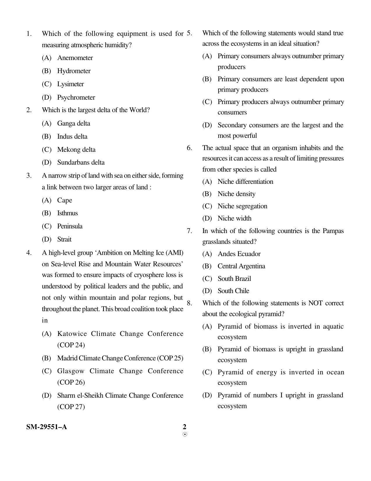 KUET 2023 M.Sc. Environmental Science Question Paper - Page 2