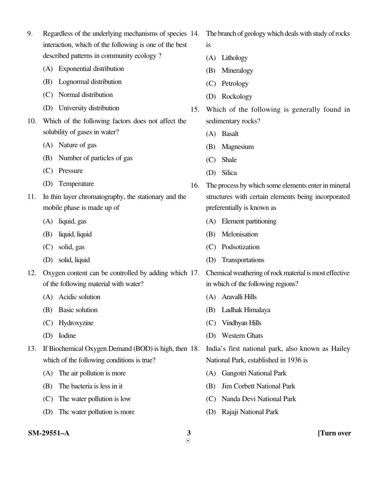 KUET 2023 M.Sc. Environmental Science Question Paper - Page 3