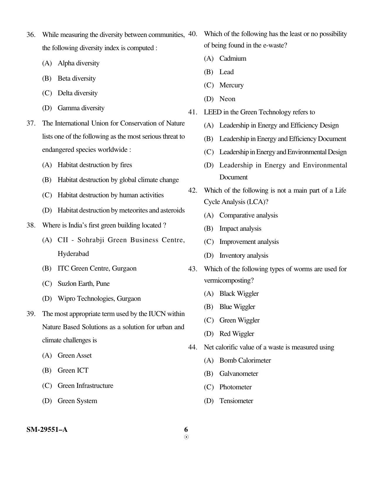 KUET 2023 M.Sc. Environmental Science Question Paper - Page 6