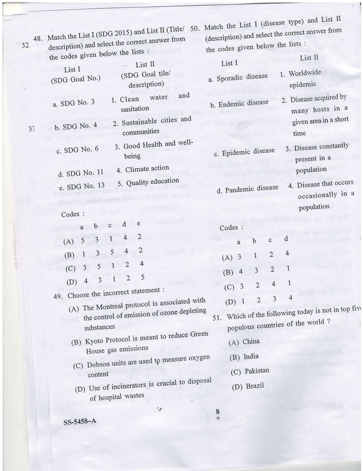 KUET 2023 M.Sc. Environmental Science Question Paper - Page 19