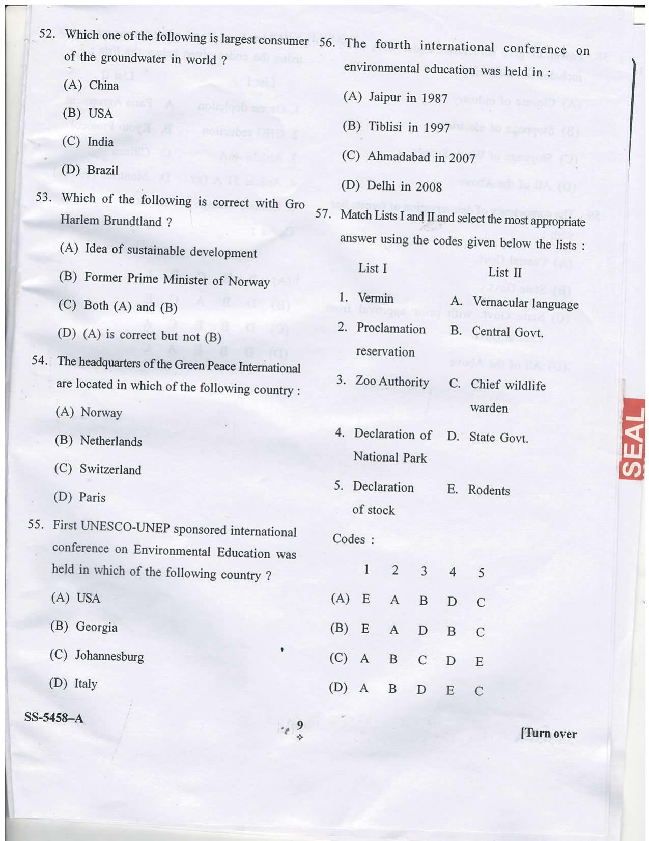 KUET 2023 M.Sc. Environmental Science Question Paper - Page 20