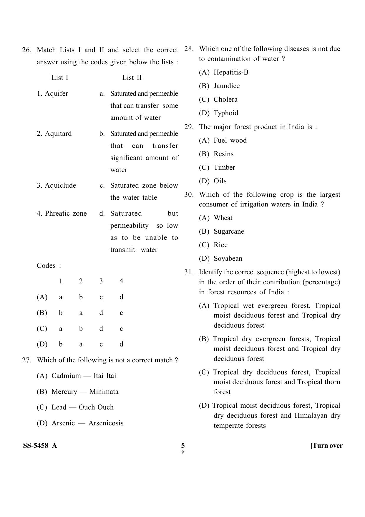 KUET 2023 M.Sc. Environmental Science Question Paper - Page 26