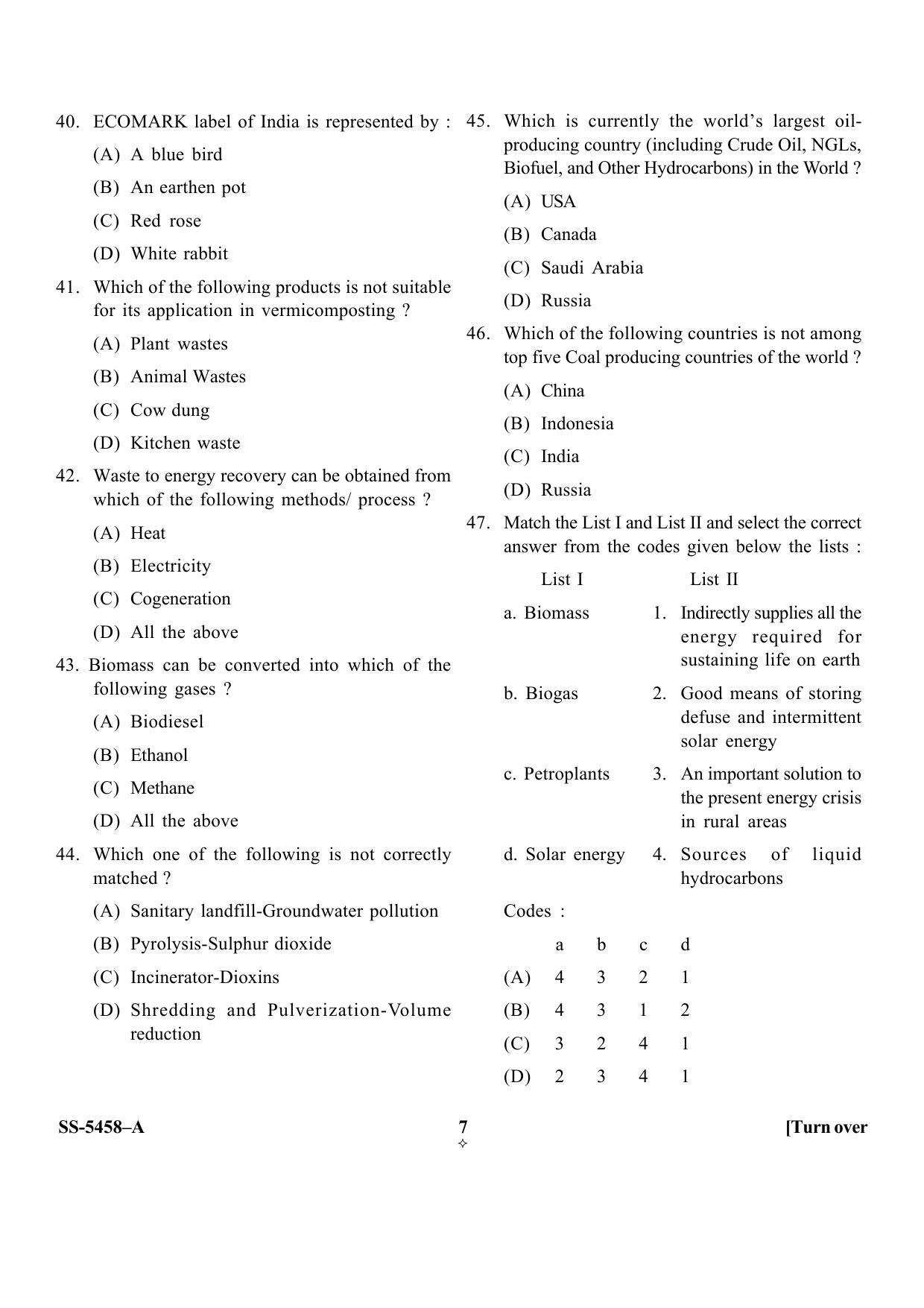KUET 2023 M.Sc. Environmental Science Question Paper - Page 28