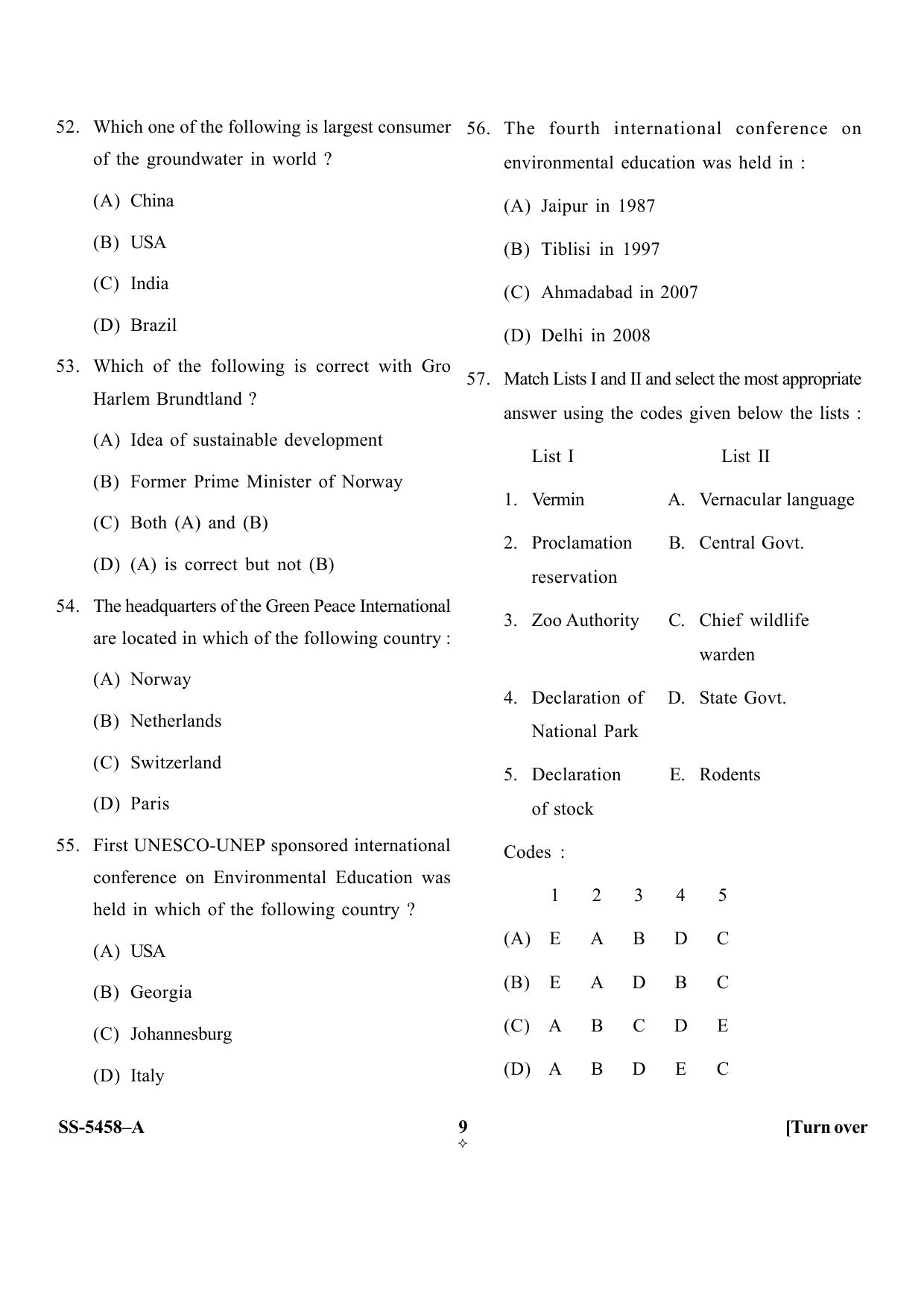 KUET 2023 M.Sc. Environmental Science Question Paper - Page 30