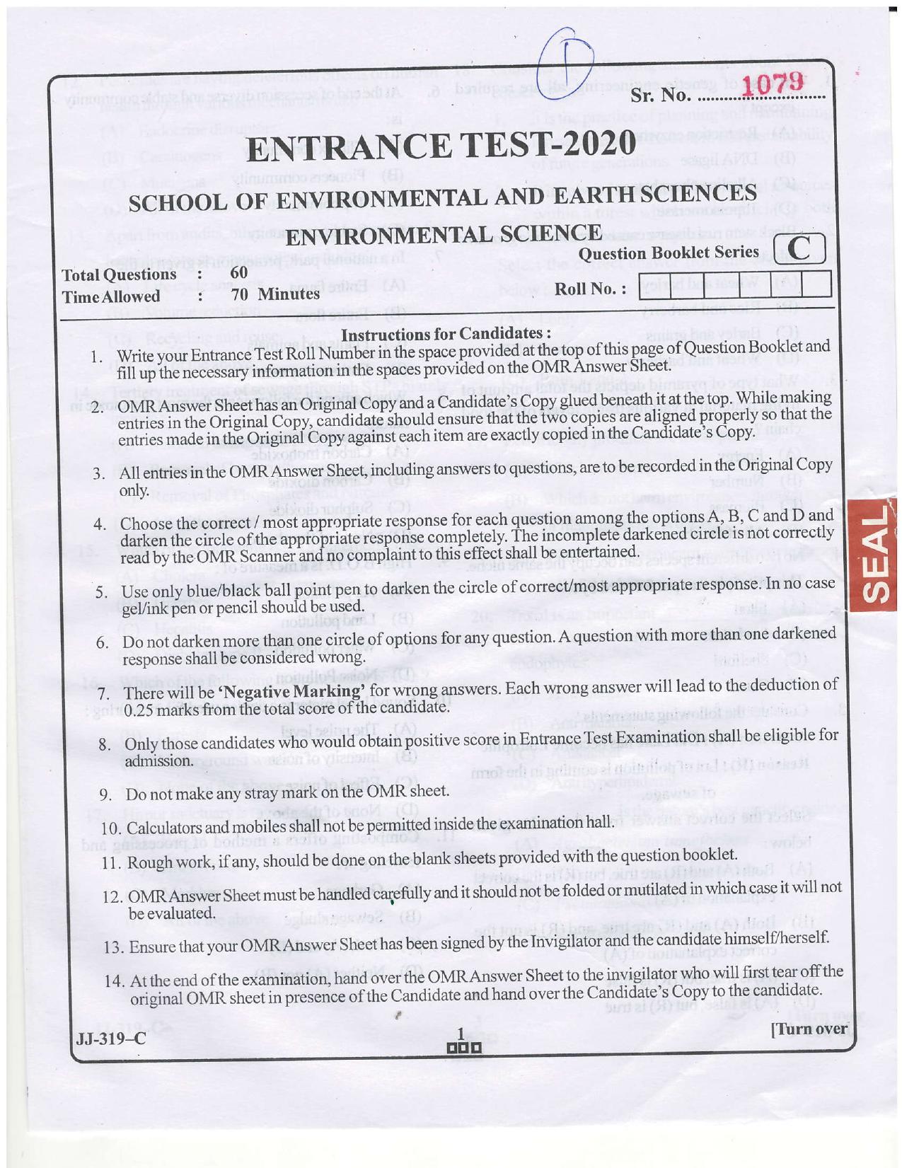 KUET 2023 M.Sc. Environmental Science Question Paper - Page 34