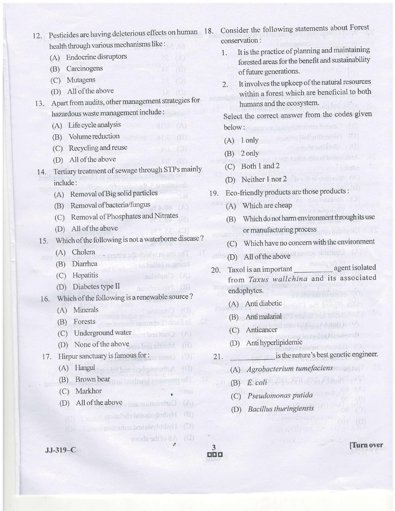 KUET 2023 M.Sc. Environmental Science Question Paper - Page 36
